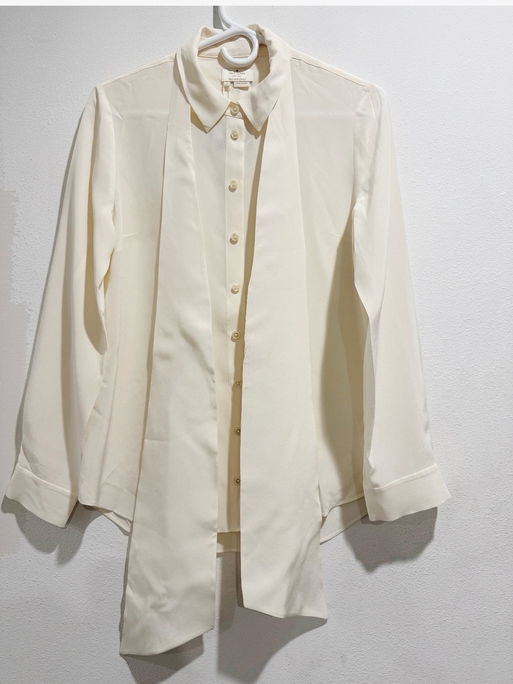 Kate Spade Bow Blouse  Ivory- cream Tie-Neck - Picture 3 of 6